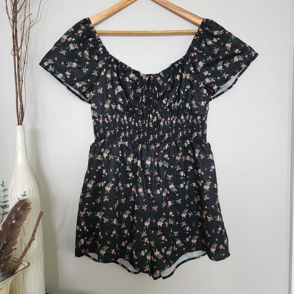 Black Floral Romper